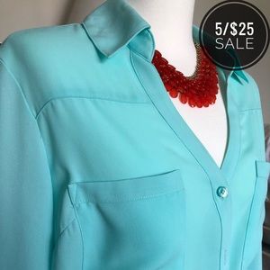 🔺Express Portofino Aqua Teal Button up Shirt SP